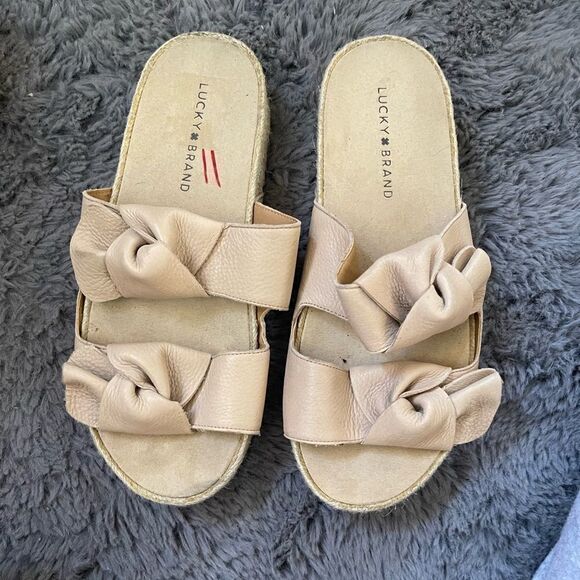 Lucky brand leather espadrilles platform sandals - Picture 2 of 4